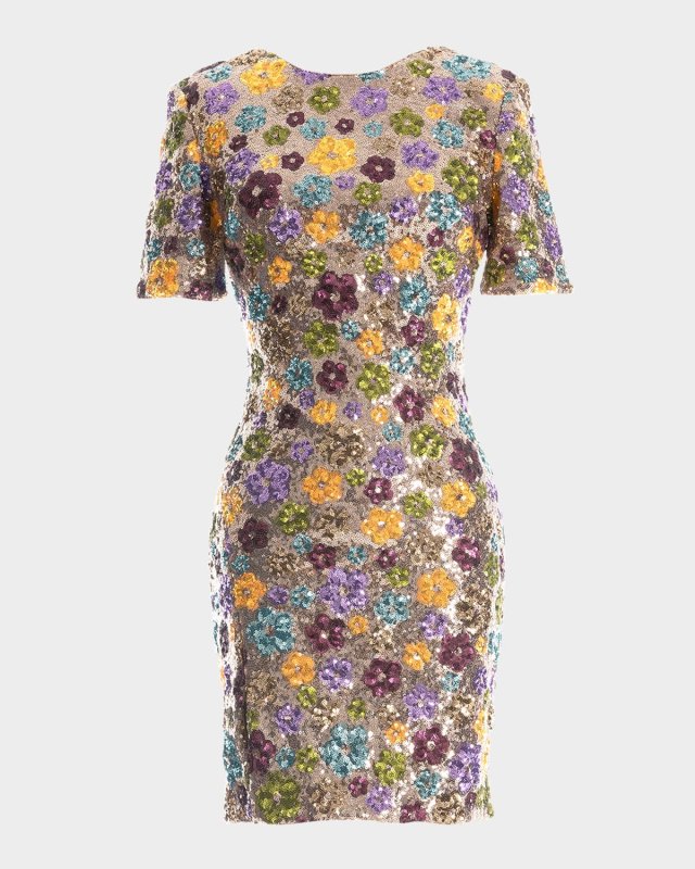 Kailani Bodycon Floral Sequin Mini Dress
